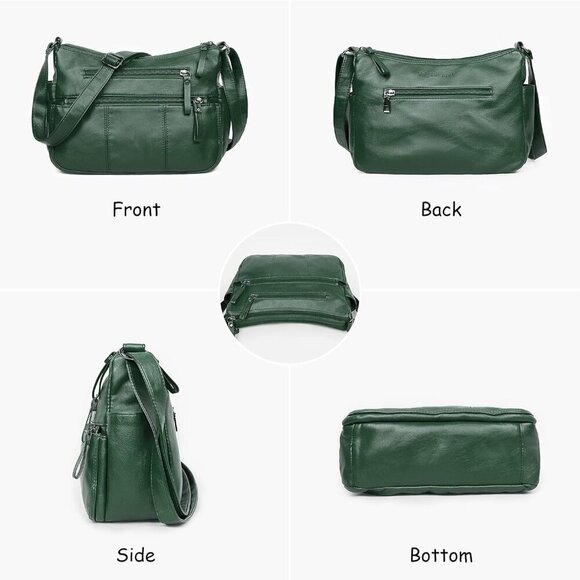 🆕 Volganik Rock PU Leather Shoulder Bag Women Green Soft Pocketbooks Purse - Picture 4 of 6